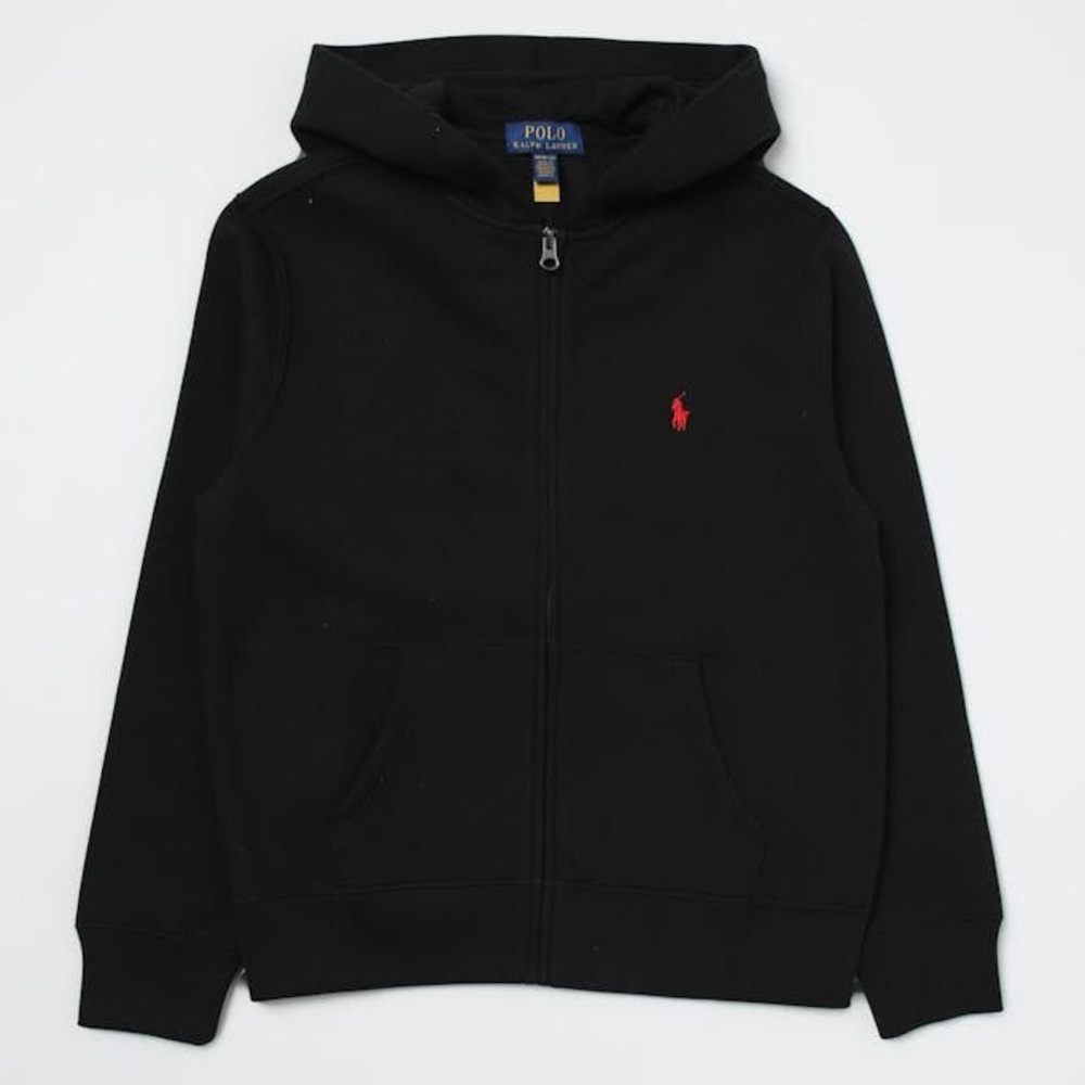 Polo Ralph Lauren Boys Hoodie Zip Up Jacket Sweatshirt Black Youth Size 10 12